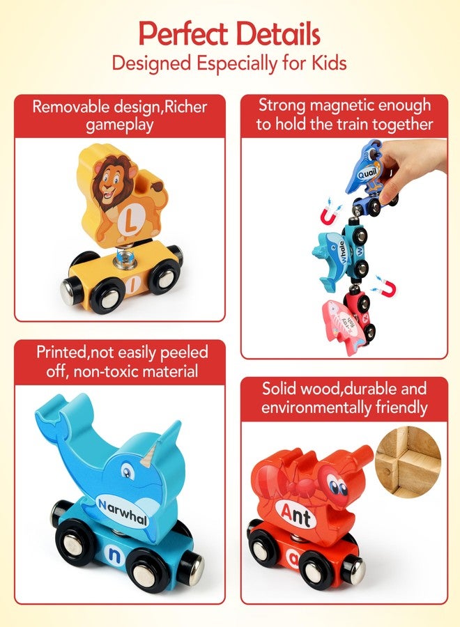 Helsort Wooden Alphabet Train Set for Toddlers - Magnetic ABC Train with Snap-Connection, Animal-Themed Educational Preschool Toy for Kids Ages 3-5, Montessori STEM Learning Gift for Boys and Girls - Image 4